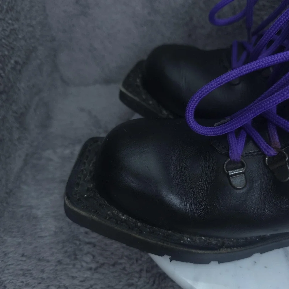Alico Nordic Cross-Country Ski Boots Mens 11 Black Leather Lugged Vibram 75mm